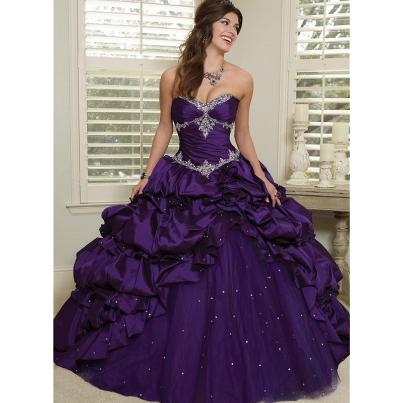 Women'S Gothic Formal Wear - Gotycka fioletowa suknia ślubna kryształy zroszony