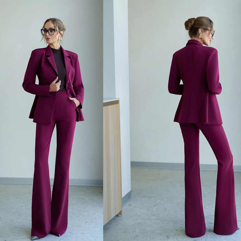 Women Formal Party Wear Dress - Damskie garnitury spodniowe w jednolitym kolorze,