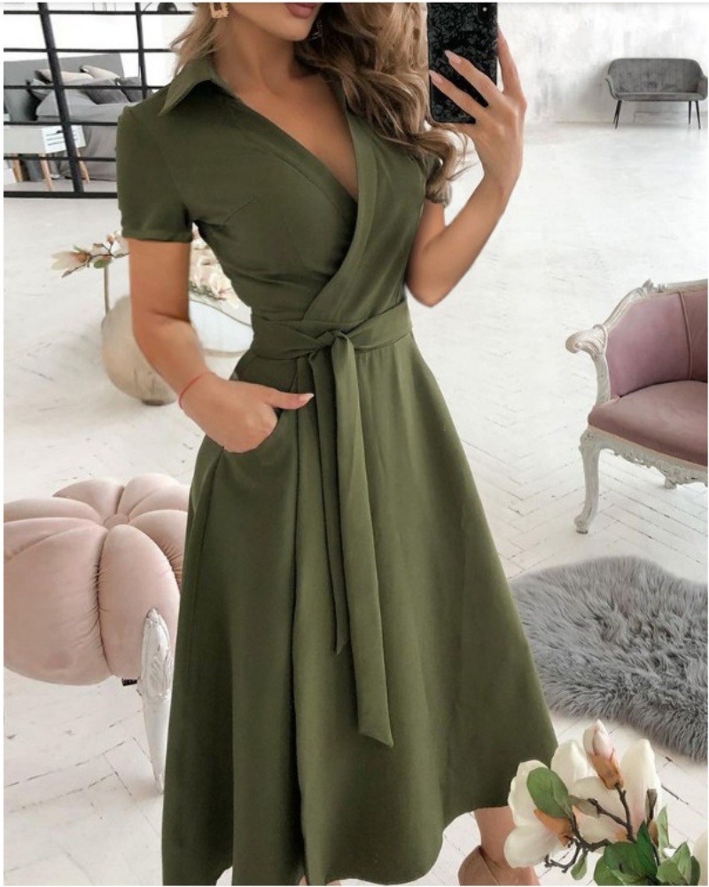 Damska sukienka midi z krótkim – Wrap Dress Work recenzja i cena