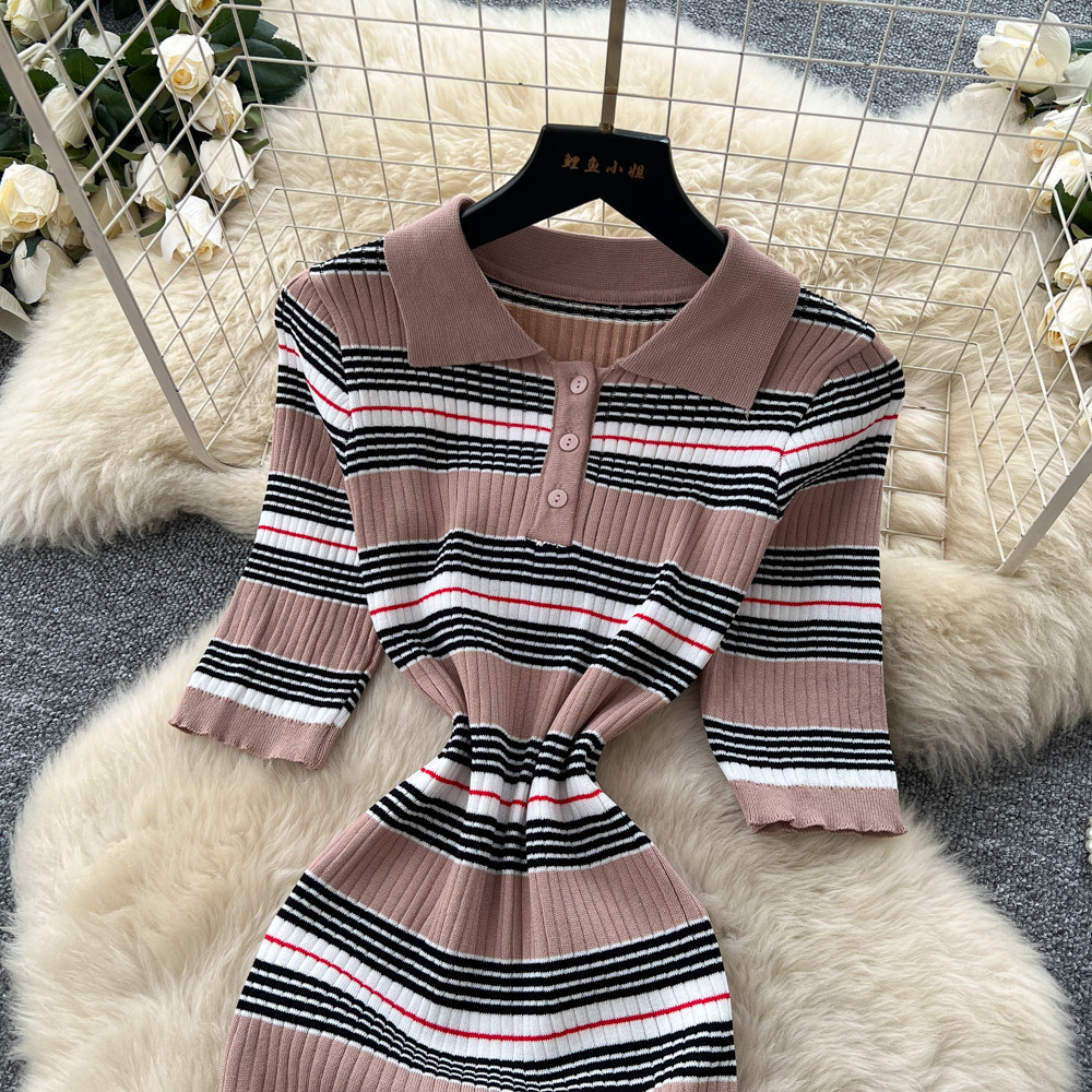 Sukienka midi damska w paski,  – Wrap Dress Work recenzja i cena