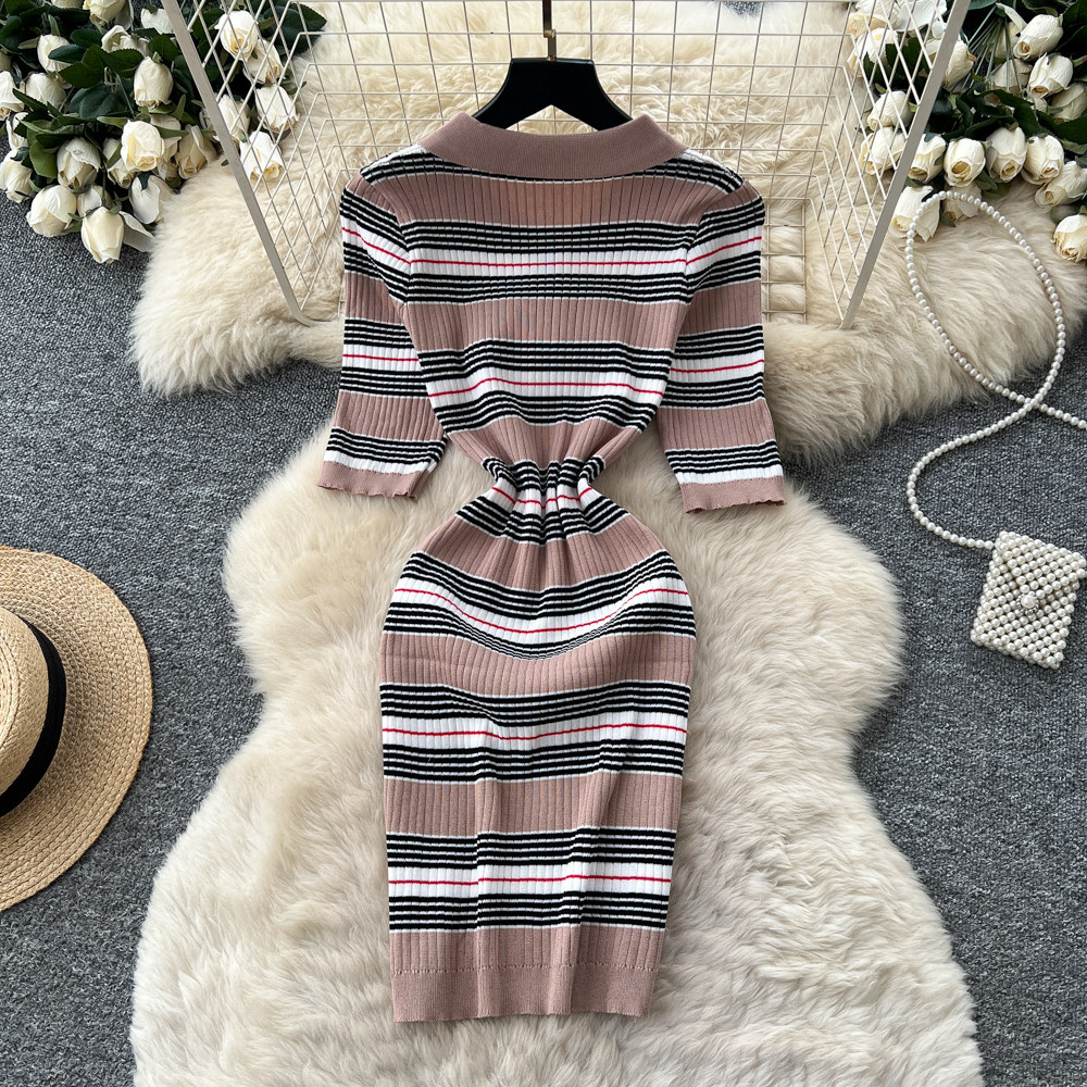 Sukienka midi damska w paski,  – Wrap Dress Work recenzja i cena