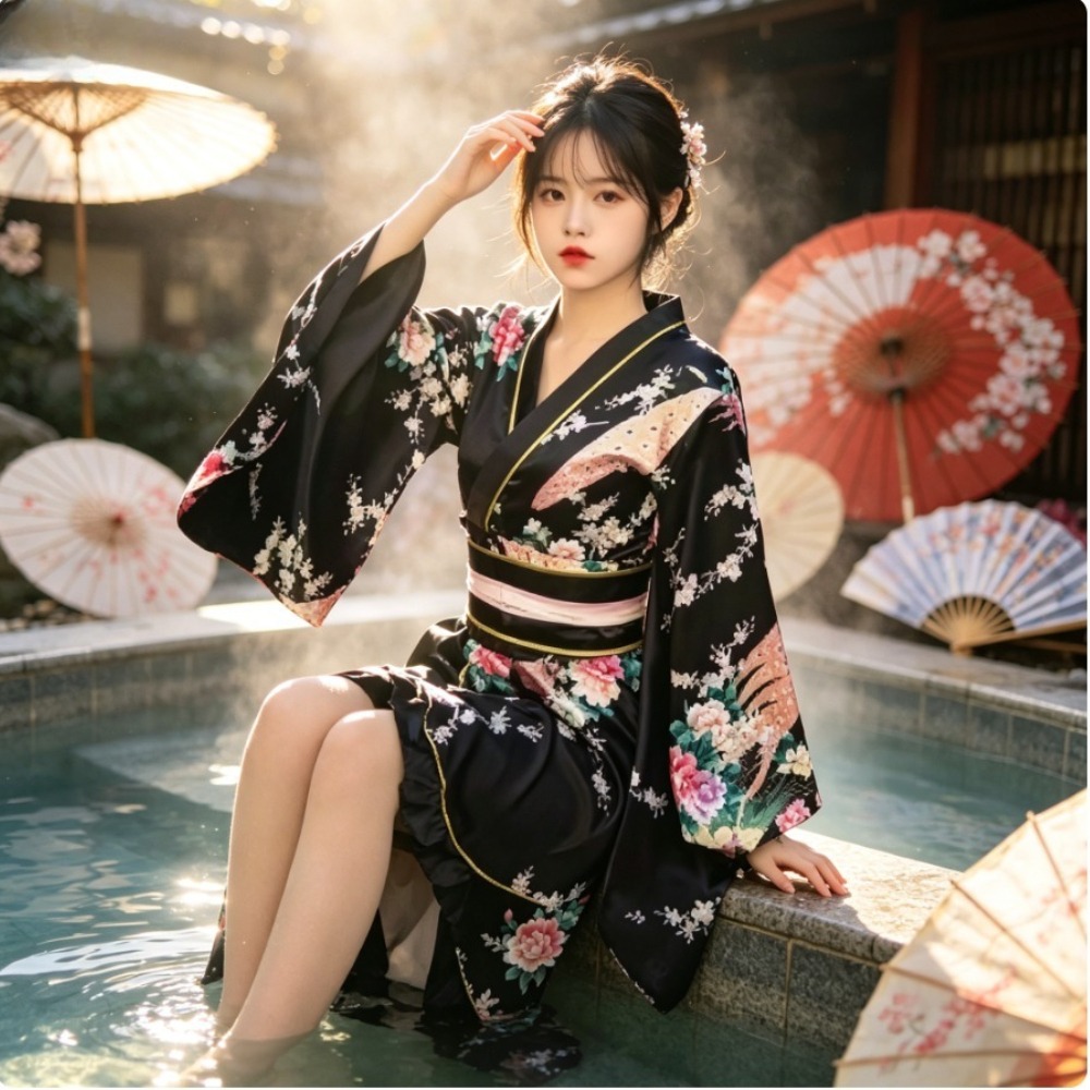Damskie czerwone kimono yukata – Women Formal Wear Photoshoot recenzja i cena