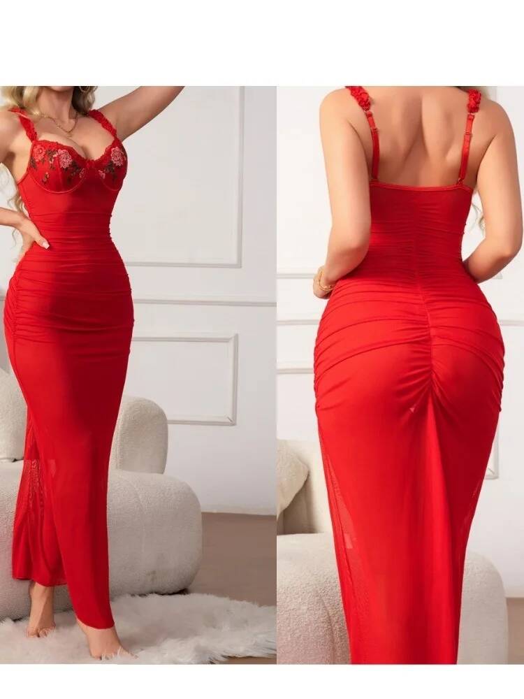 Czerwona marszczona sukienka n – Women Formal Wear H&M recenzja i cena
